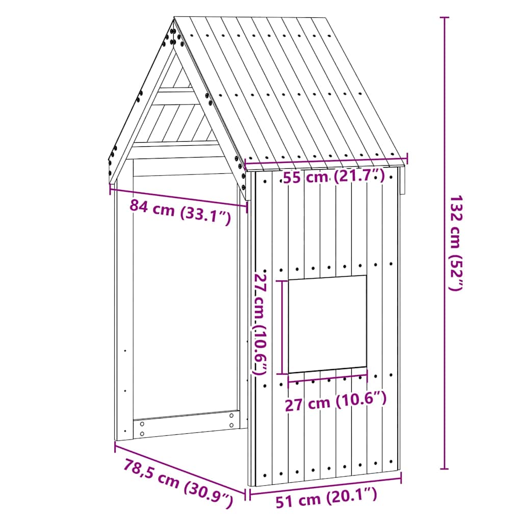 vidaXL Kids'Bed Roof White 55x84x132 cm Solid Wood Pine