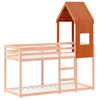 vidaXL Kids'Bed Roof Wax Brown 55x84x132 cm Solid Wood Pine