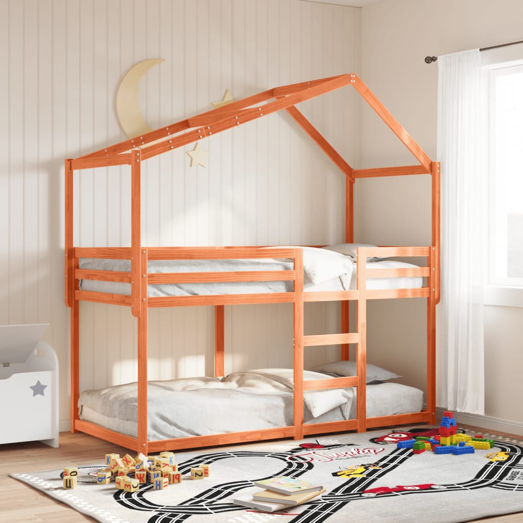 vidaXL Kids' Bed Roof Wax Brown 213x85.5x144.5 cm Solid Wood Pine