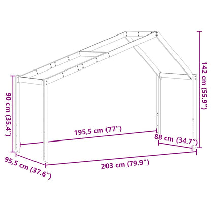 vidaXL Kids' Bed Roof White 203x95.5x142 cm Solid Wood Pine