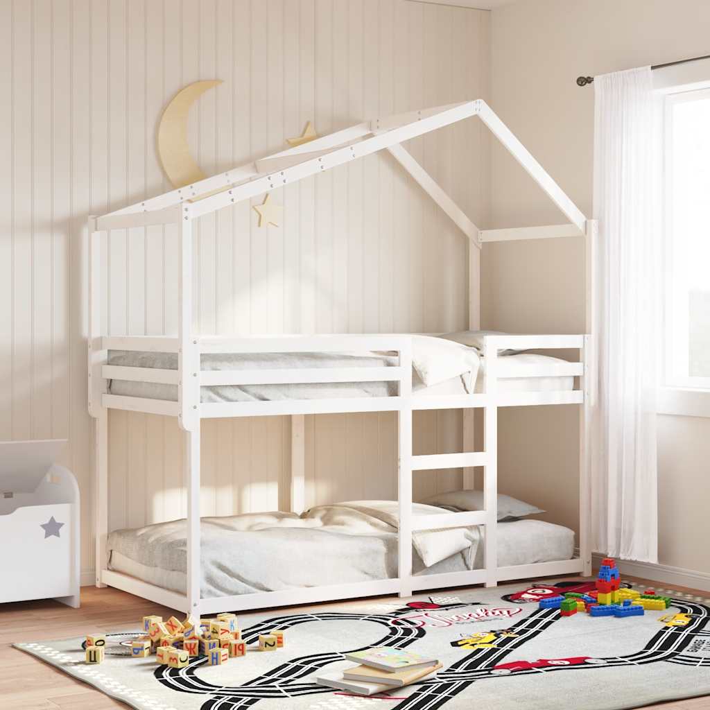 vidaXL Kids'Bed Roof White 203x80,5x142 cm Solid Wood Pine