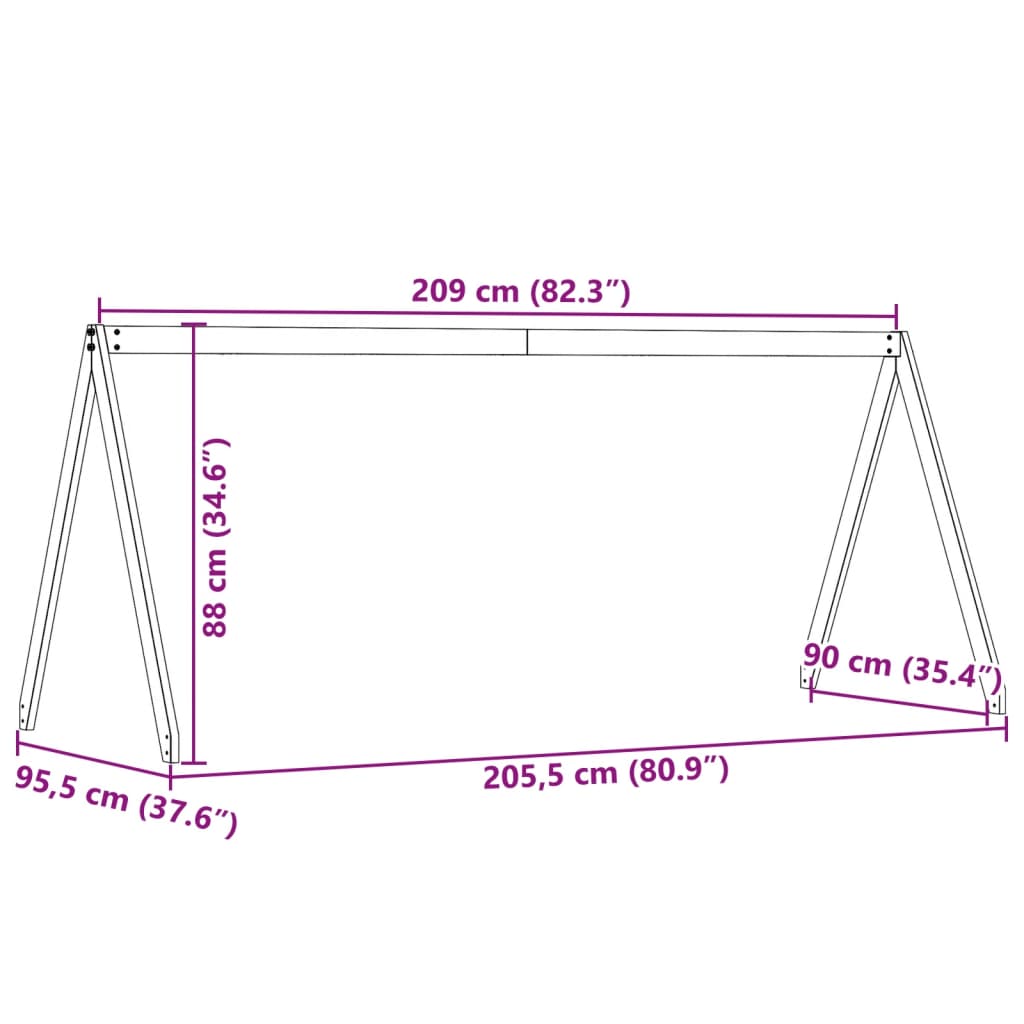 vidaXL Kids' Bed Roof Wax Brown 209x95.5x88 cm Solid Wood Pine