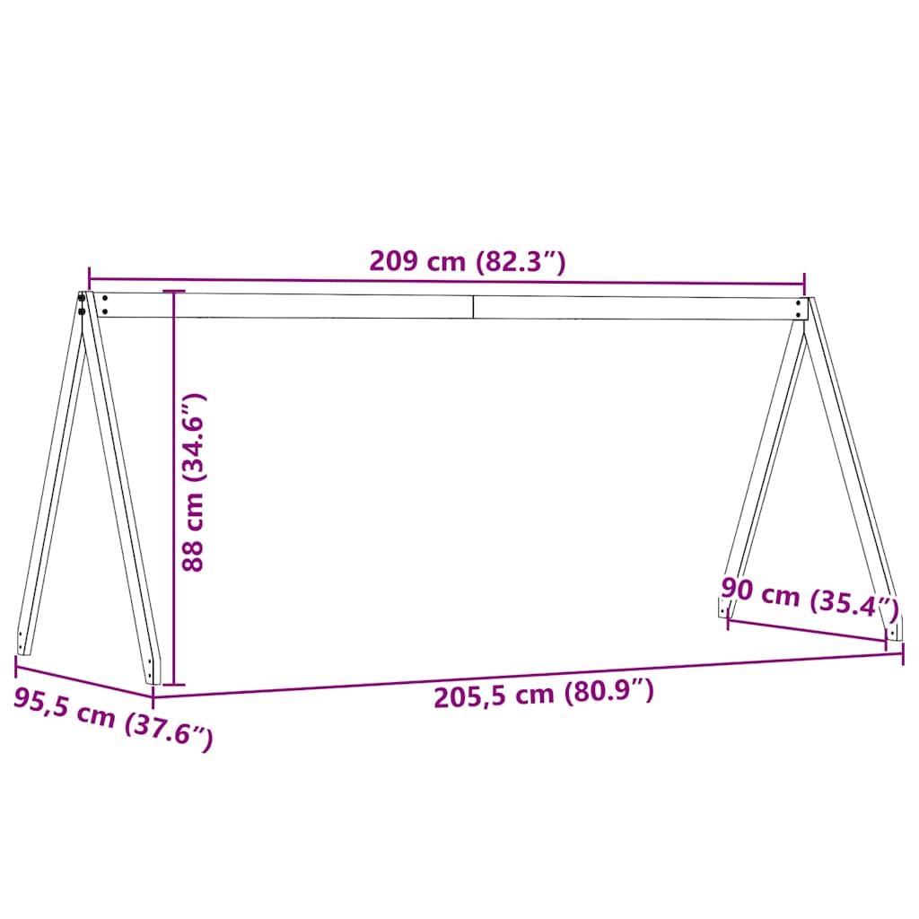 vidaXL Kids'Bed Roof Wax Brown 209x95,5x88 cm Solid Wood Pine