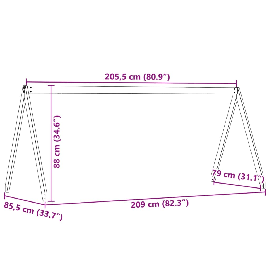 vidaXL Kids' Bed Roof 209x85.5x88 cm Solid Wood Pine