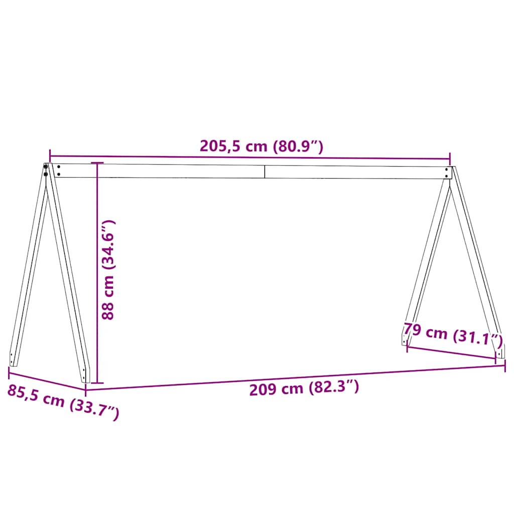 vidaXL Kids' Bed Roof White 209x85.5x88 cm Solid Wood Pine