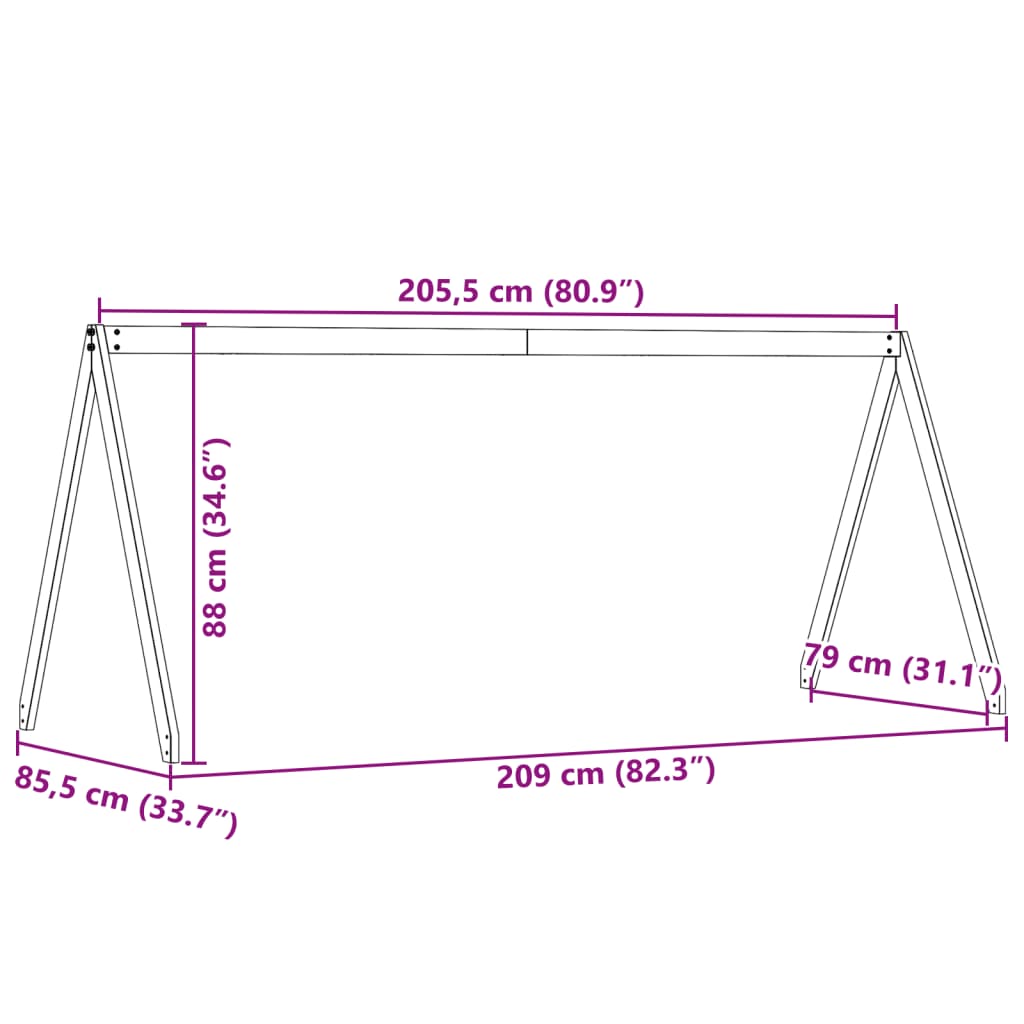 vidaXL Kids' Bed Roof Wax Brown 209x85.5x88 cm Solid Wood Pine