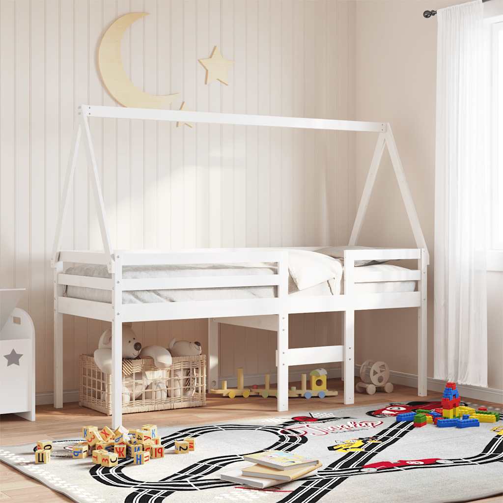 vidaXL Kids'Bed Roof White 199x95,5x88 cm Solid Wood Pine