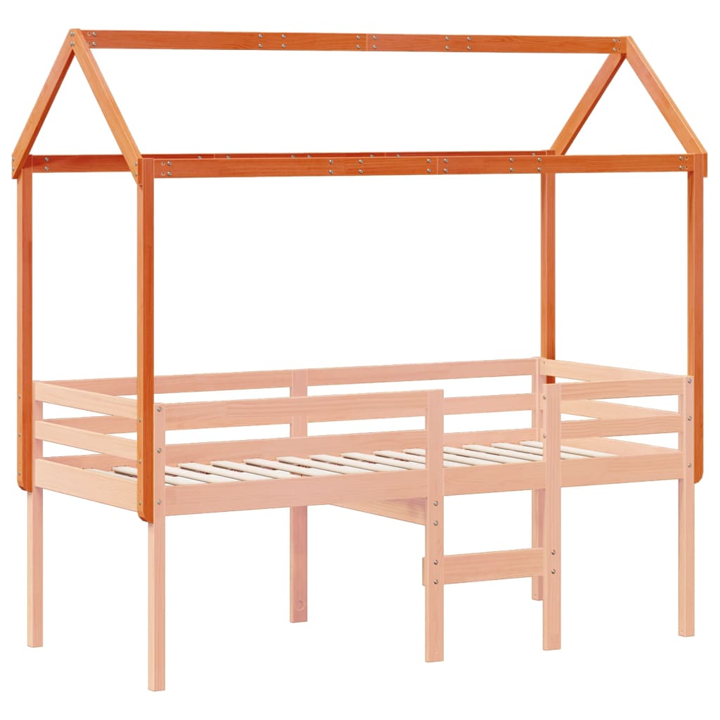 vidaXL Kids' Bed Roof Wax Brown 217x95.5x159 cm Solid Wood Pine