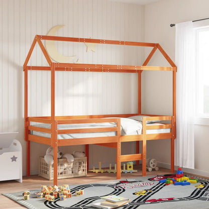 vidaXL Kids' Bed Roof Wax Brown 217x95.5x159 cm Solid Wood Pine