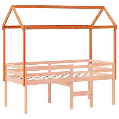 vidaXL Kids' Bed Roof Wax Brown 217x85.5x154 cm Solid Wood Pine