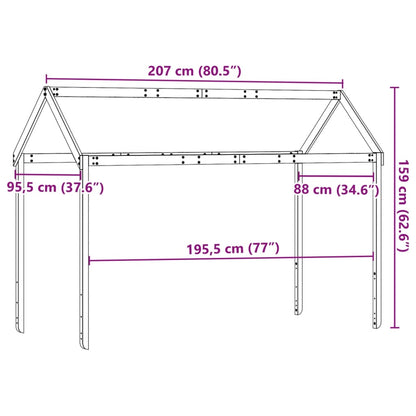 vidaXL Kids' Bed Roof 207x95.5x159 cm Solid Wood Pine