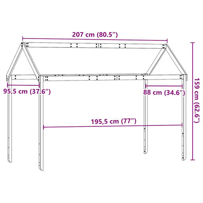 vidaXL Kids' Bed Roof White 207x95.5x159 cm Solid Wood Pine