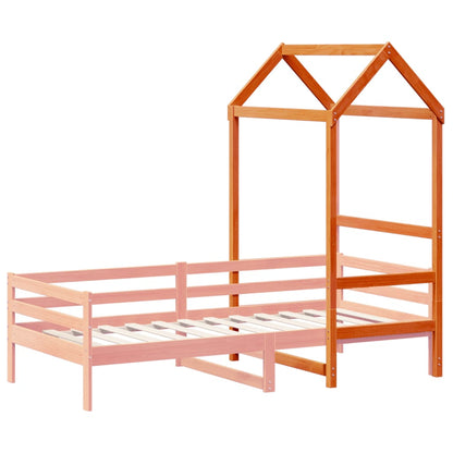 vidaXL Kids' Bed Roof Wax Brown 118x70x176.5 cm Solid Wood Pine
