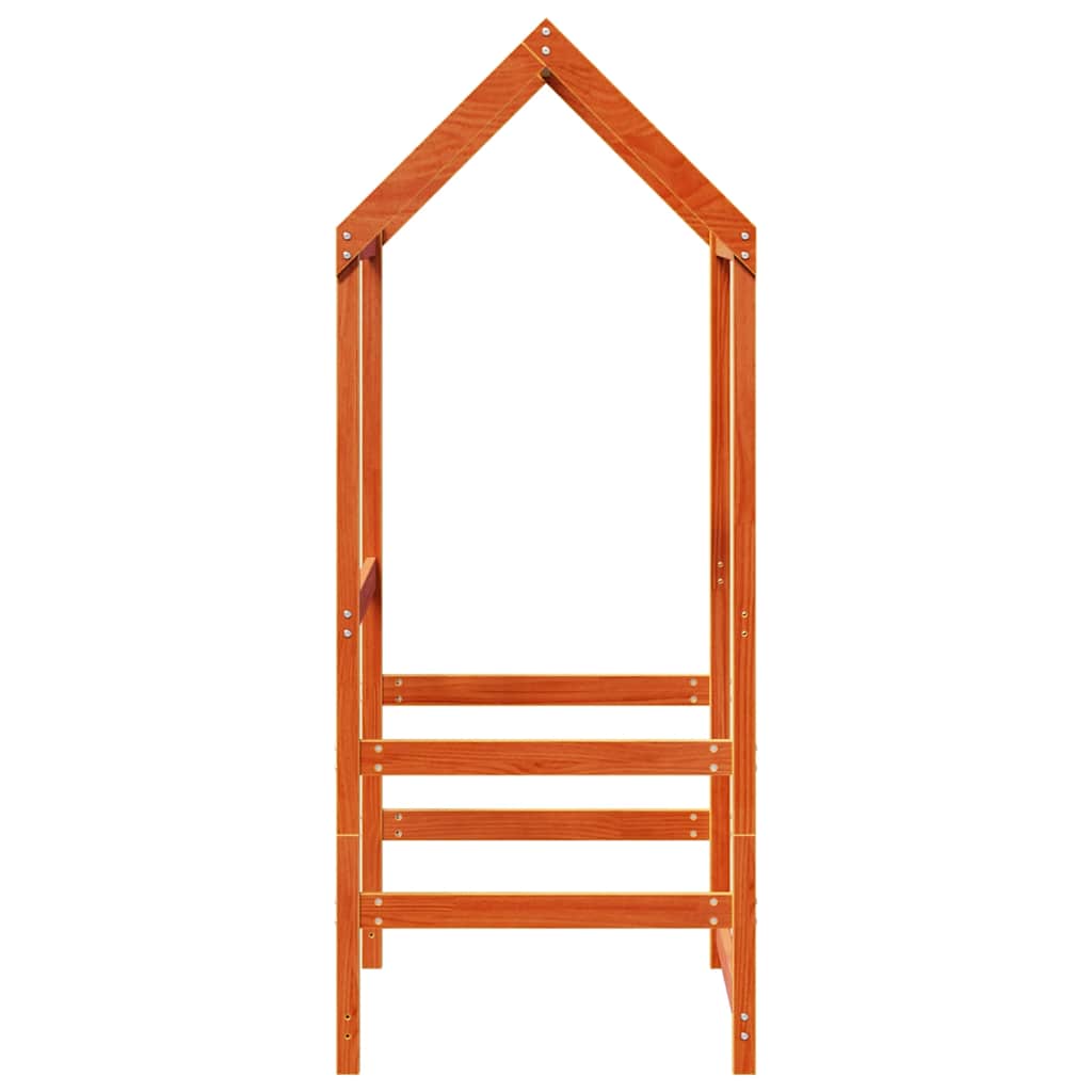 vidaXL Kids'Bed Roof Wax Brown 98x70x176,5 cm Solid Wood Pine