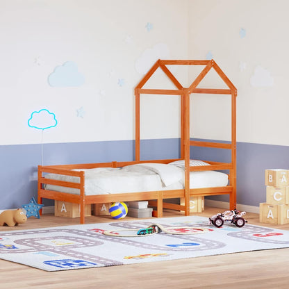 vidaXL Kids'Bed Roof Wax Brown 98x70x176,5 cm Solid Wood Pine