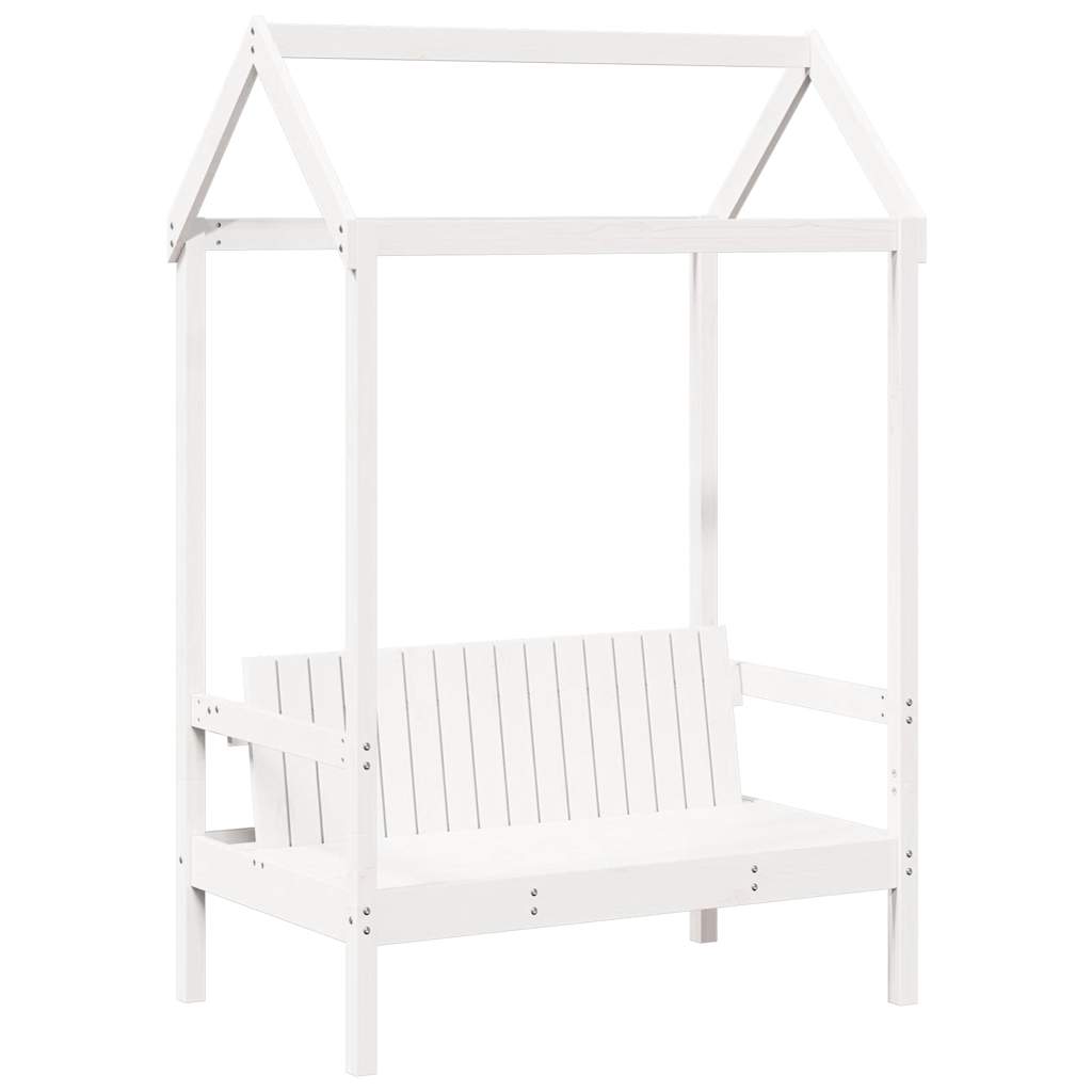 vidaXL Bench with Roof White 117.5x70x176.5 cm Solid Wood Pine