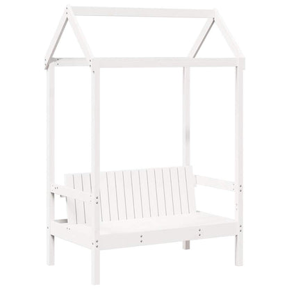 vidaXL Bench with Roof White 117.5x70x176.5 cm Solid Wood Pine