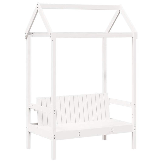 vidaXL Bench with Roof White 117.5x70x176.5 cm Solid Wood Pine