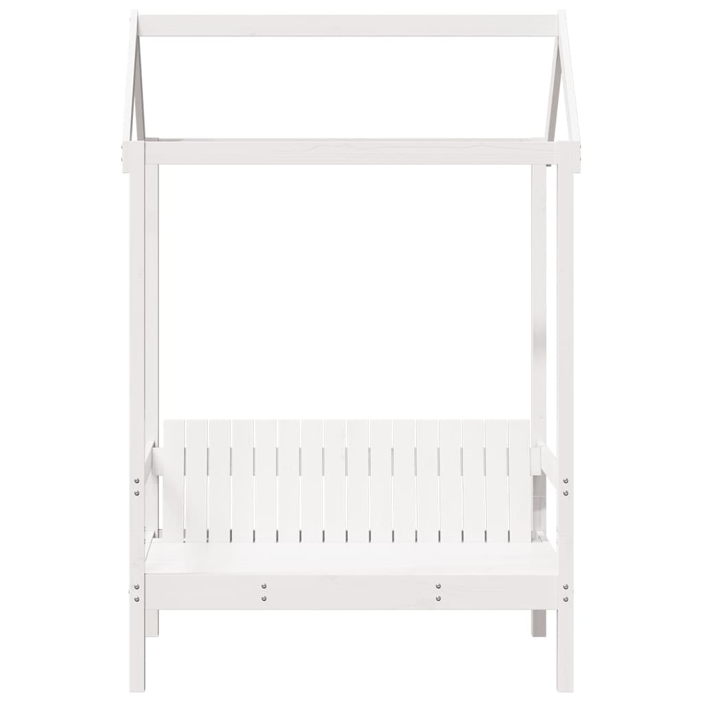 vidaXL Bench with Roof White 117.5x70x176.5 cm Solid Wood Pine