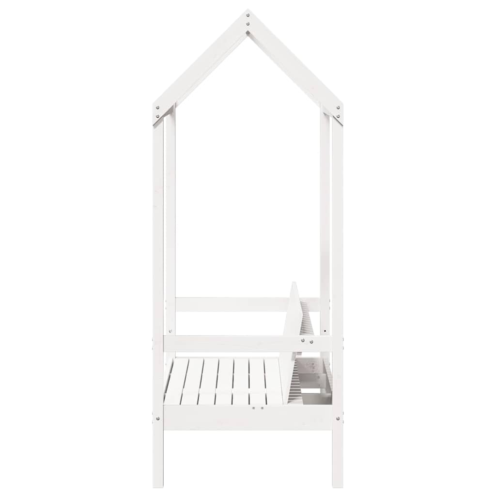 vidaXL Bench with Roof White 117.5x70x176.5 cm Solid Wood Pine