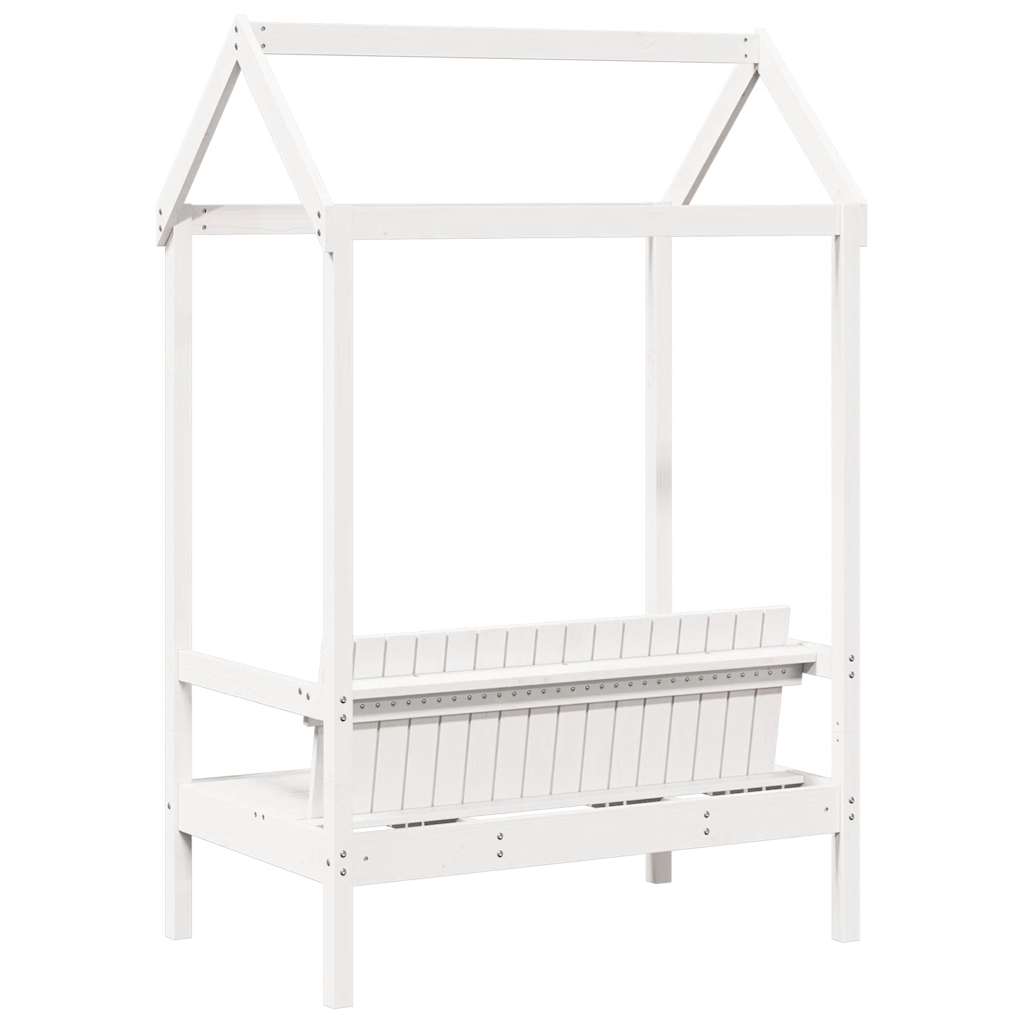 vidaXL Bench with Roof White 117.5x70x176.5 cm Solid Wood Pine