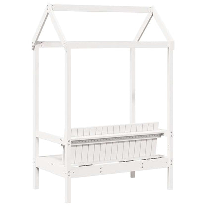 vidaXL Bench with Roof White 117.5x70x176.5 cm Solid Wood Pine