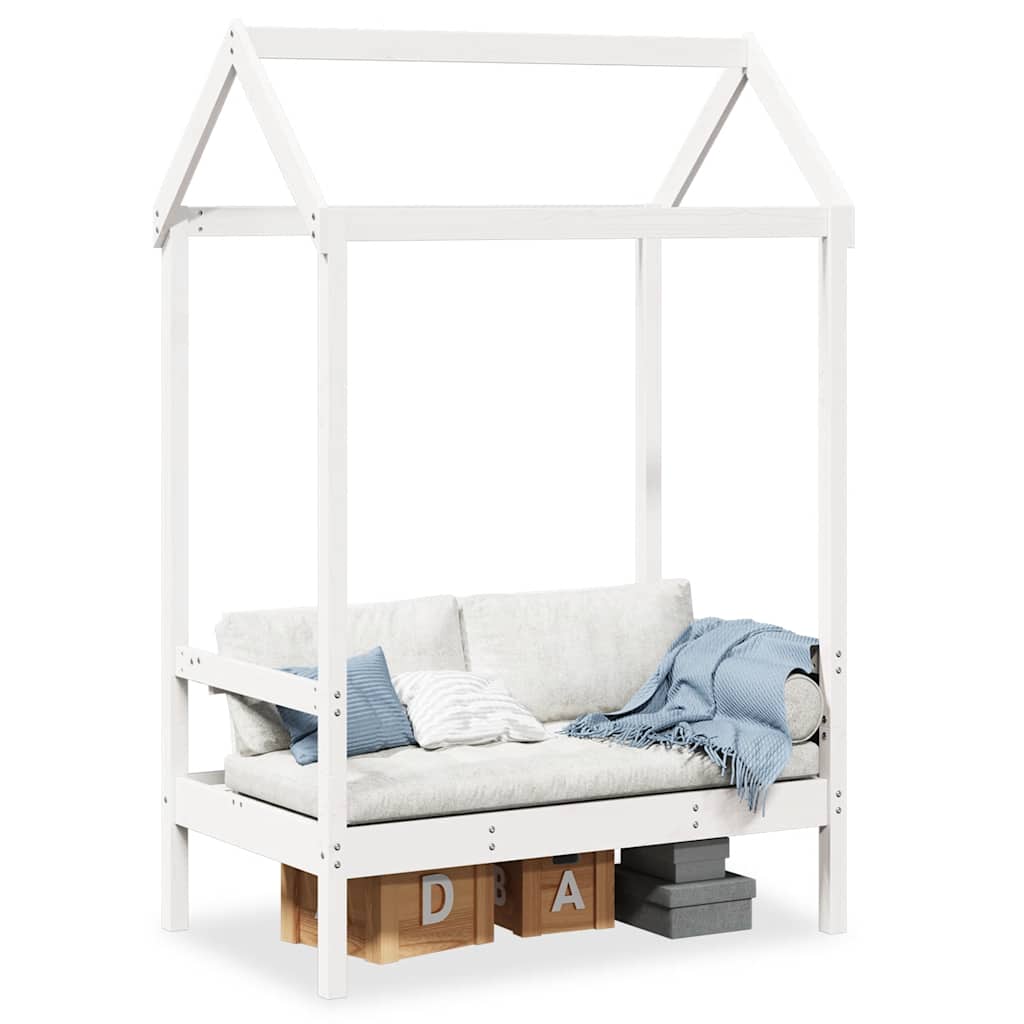 vidaXL Bench with Roof White 117.5x70x176.5 cm Solid Wood Pine