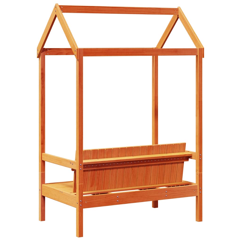 vidaXL Bench with Roof Wax Brown 117,5x70x176,5 cm Solid Wood Pine