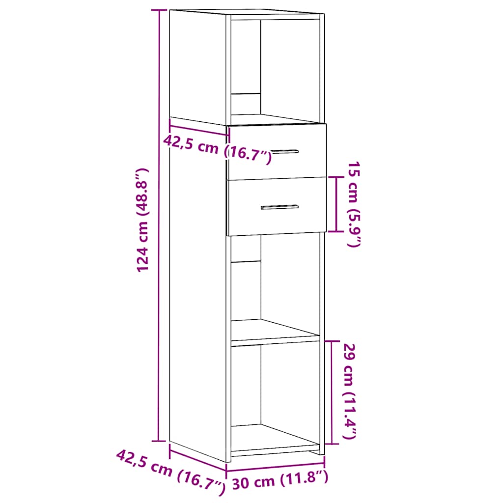 vidaXL Highboard White 30x42,5x124 cm Engineered Wood