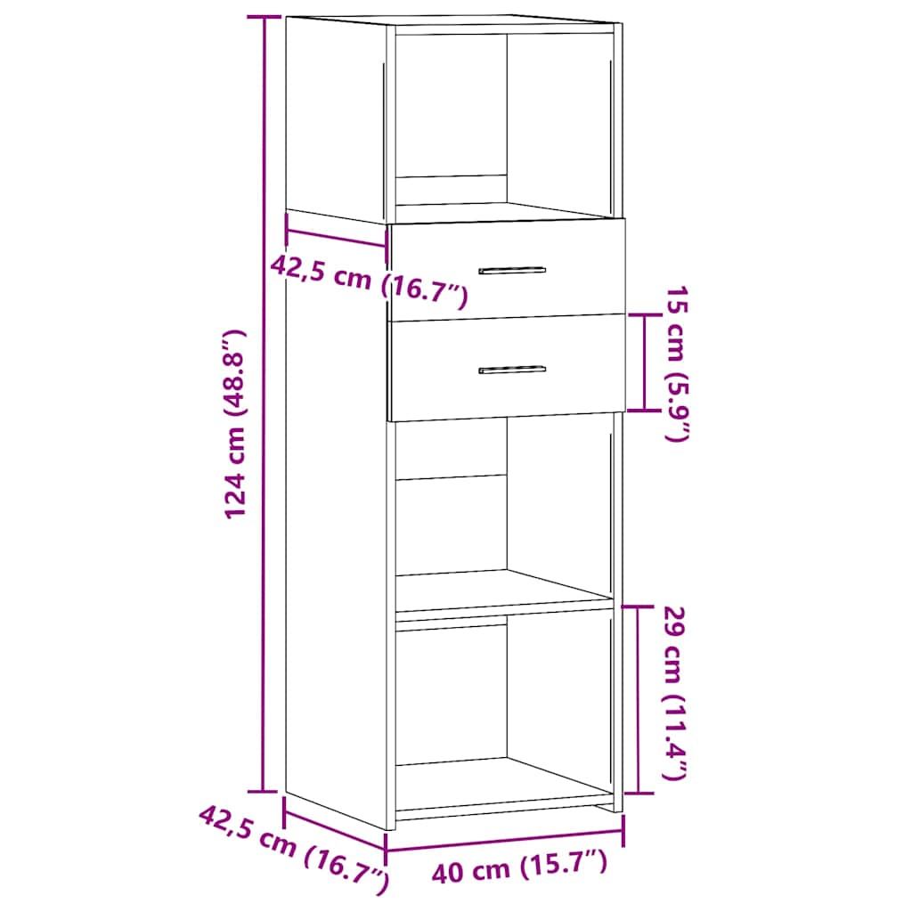 vidaXL Highboard Grey Sonoma 40x42,5x124 cm Engineered Wood