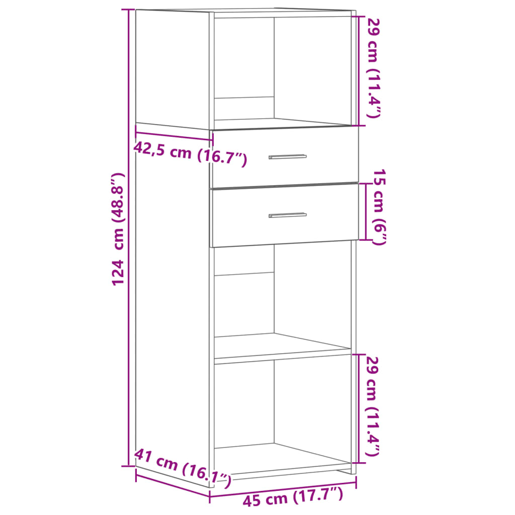 vidaXL Highboard Concrete Grey 45x42,5x124 cm Engineered Wood