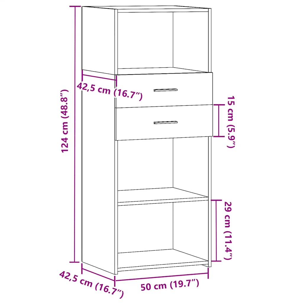 vidaXL Highboard Smoked Oak 50x42,5x124 cm Engineered Wood