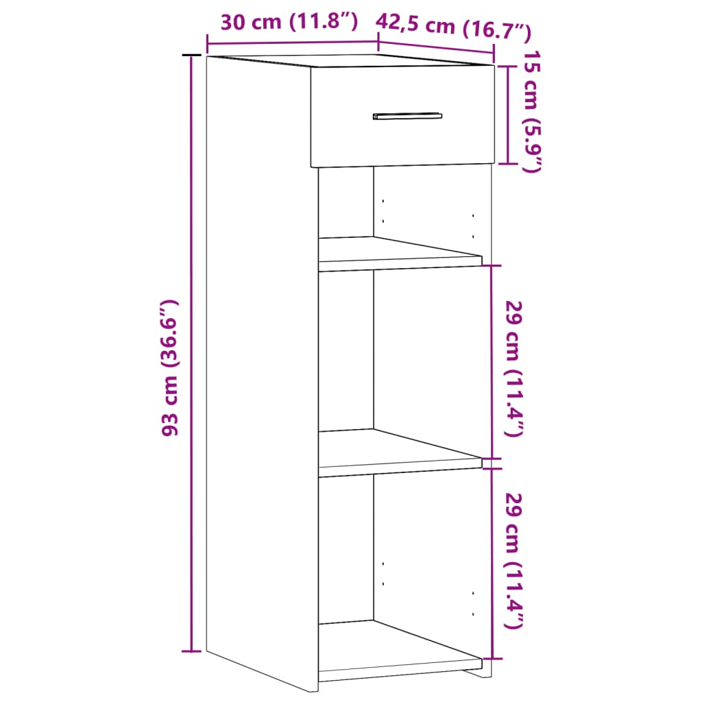 vidaXL Sideboard White 30x42,5x93 cm Engineered Wood