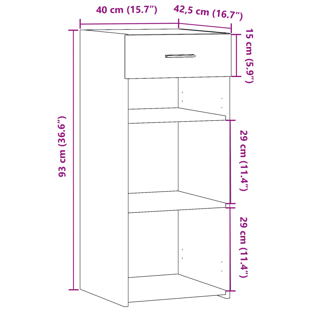 vidaXL Sideboard Grey Sonoma 40x42,5x93 cm Engineered Wood