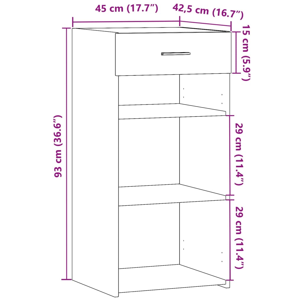 vidaXL Sideboard Concrete Grey 45x42,5x93 cm Engineered Wood