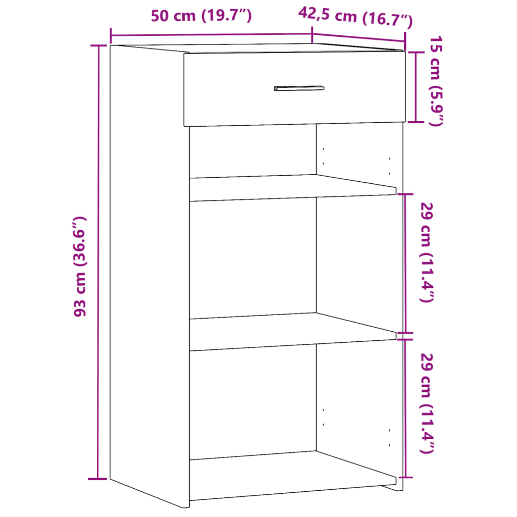 vidaXL Sideboard Smoked Oak 50x42,5x93 cm Engineered Wood
