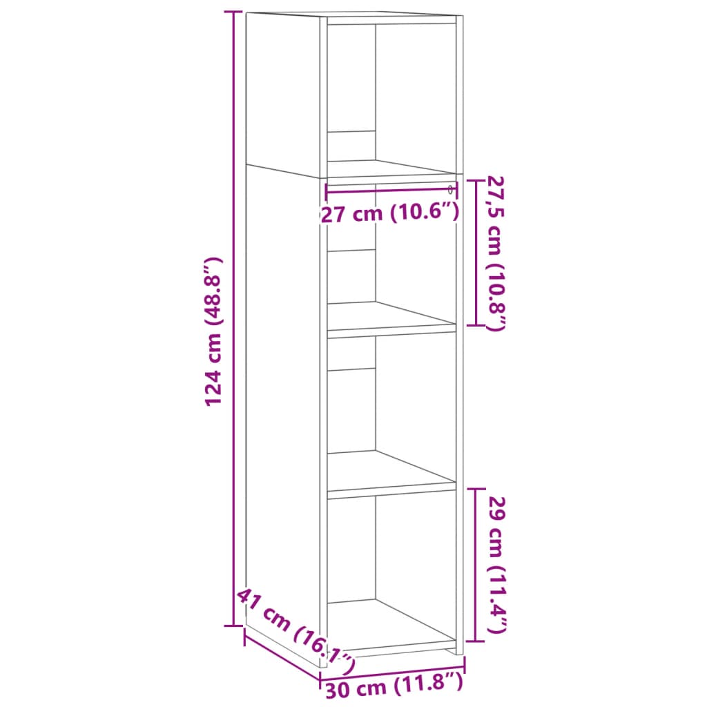 vidaXL Highboard Grey Sonoma 30x41x124 cm Engineered Wood