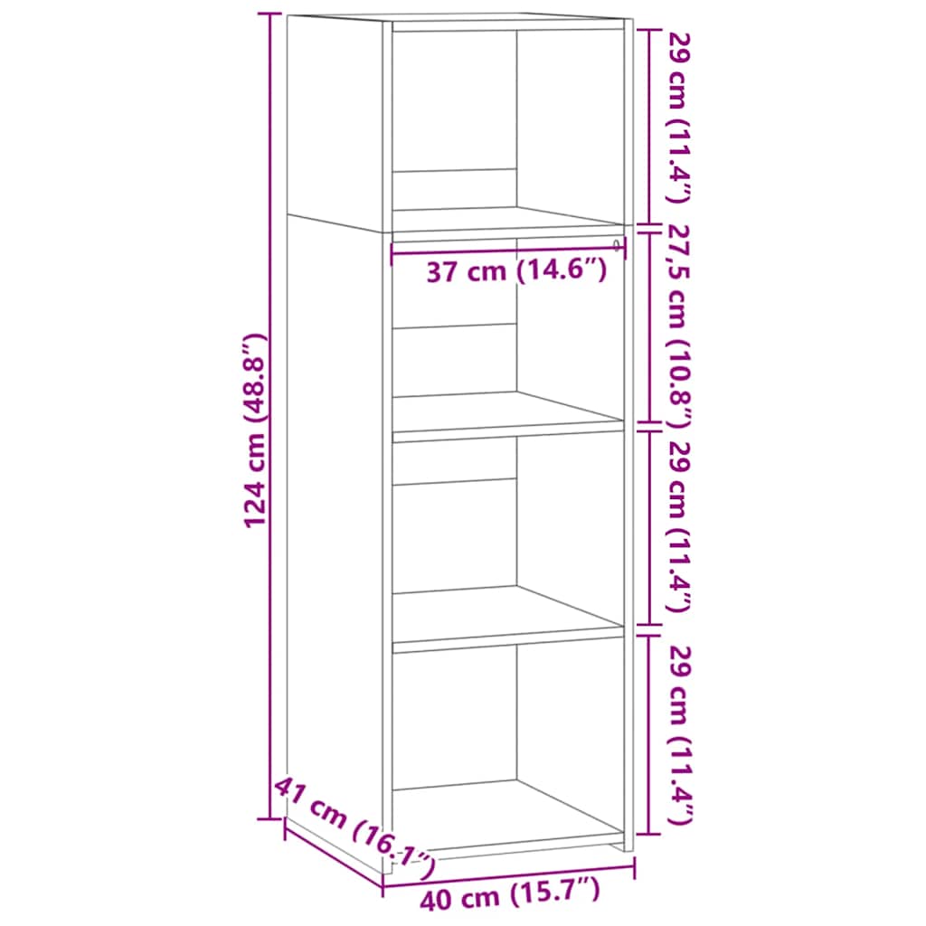 vidaXL Highboard Sonoma Oak 40x41x124 cm Engineered Wood