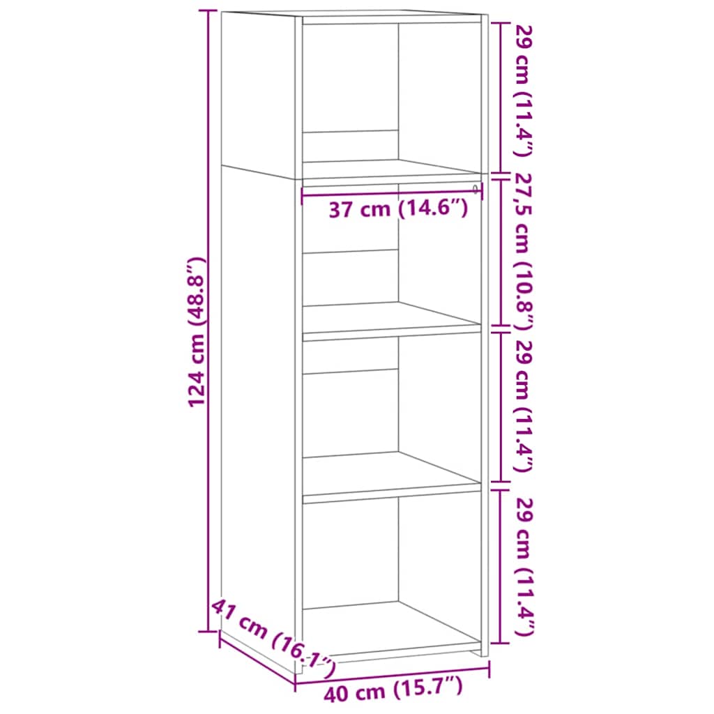 vidaXL Highboard Concrete Grey 40x41x124 cm Engineered Wood
