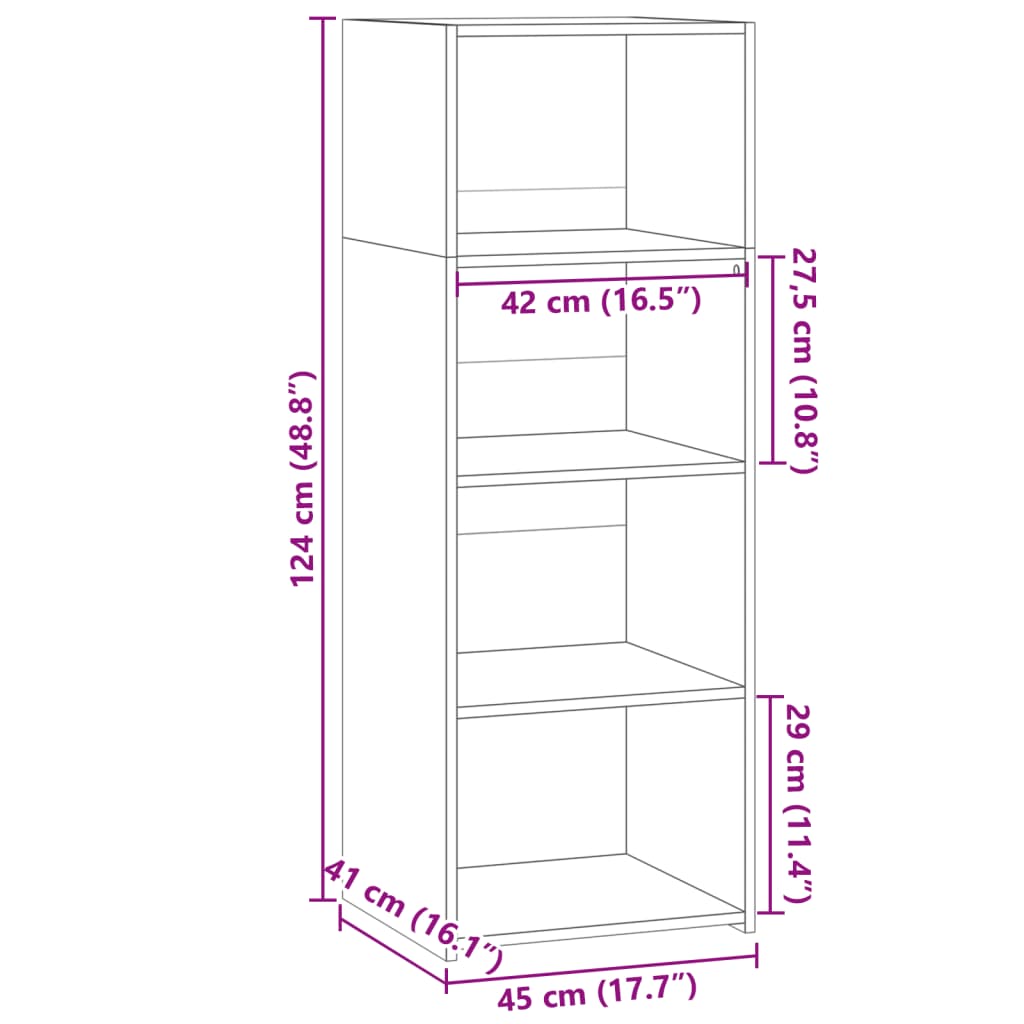 vidaXL Highboard Sonoma Oak 45x41x124 cm Engineered Wood