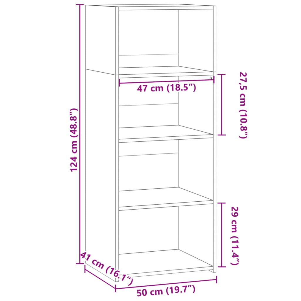 vidaXL Highboard Grey Sonoma 50x41x124 cm Engineered Wood