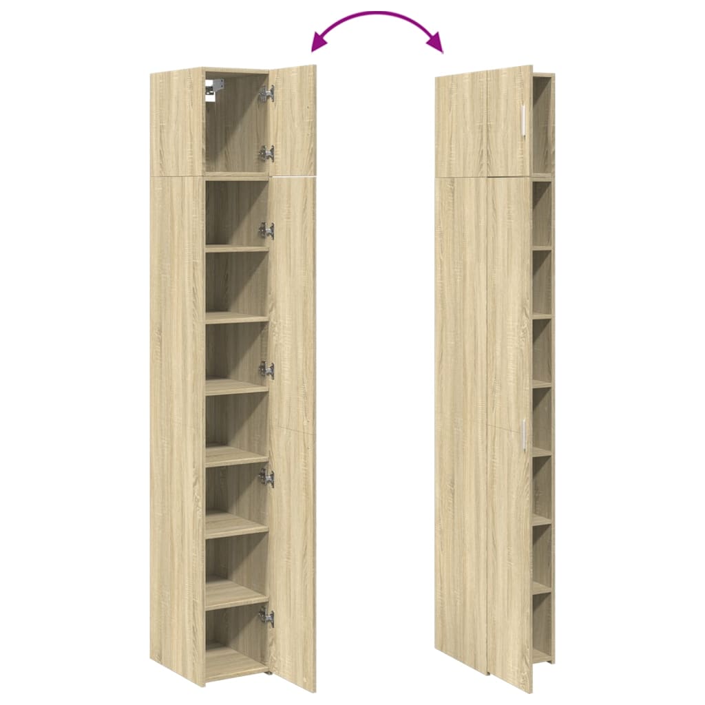 vidaXL Slim Storage Cabinet Sonoma Oak 30x42.5x225 cm Engineered Wood