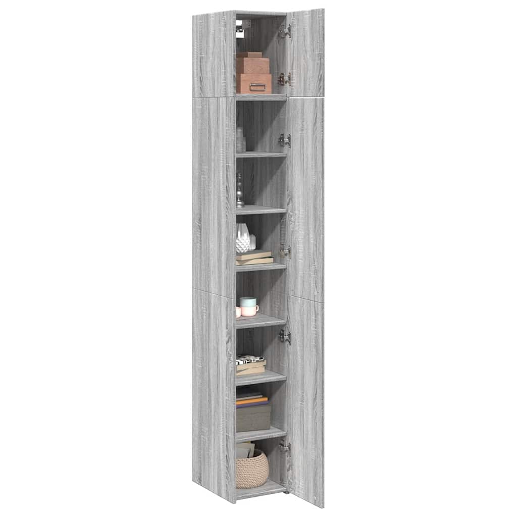 vidaXL Slim Storage Cabinet Grey Sonoma 30x42,5x225 cm Engineered Wood