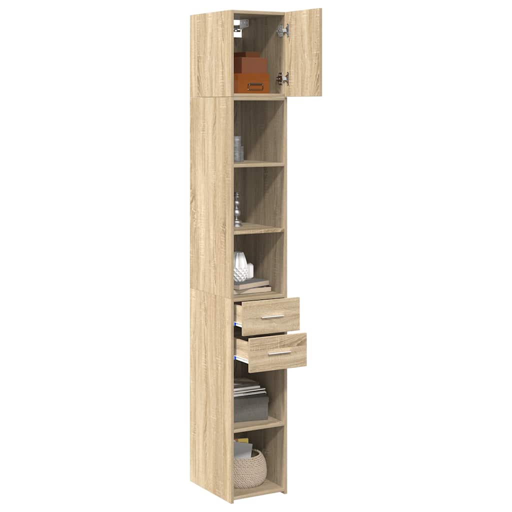 vidaXL Slim Storage Cabinet Sonoma Oak 30x42.5x225 cm Engineered Wood
