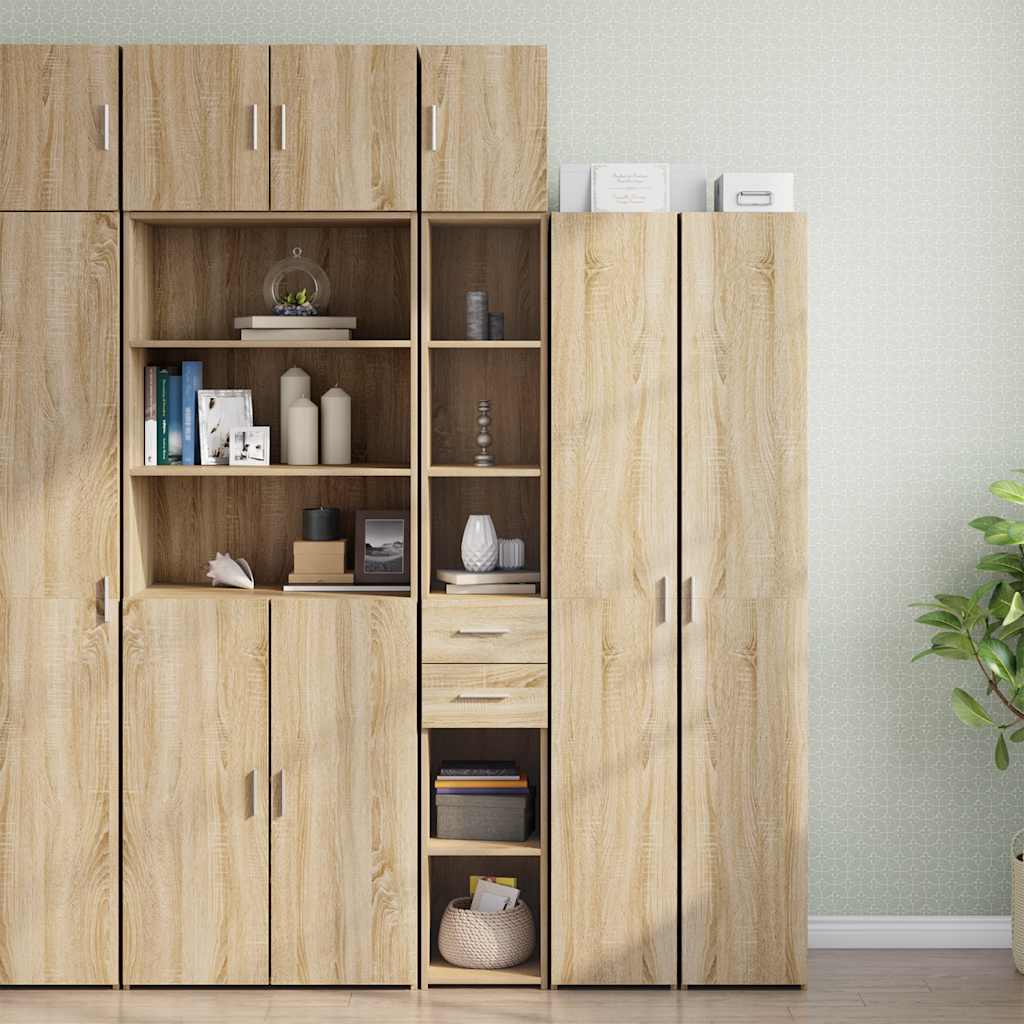 vidaXL Slim Storage Cabinet Sonoma Oak 30x42.5x225 cm Engineered Wood