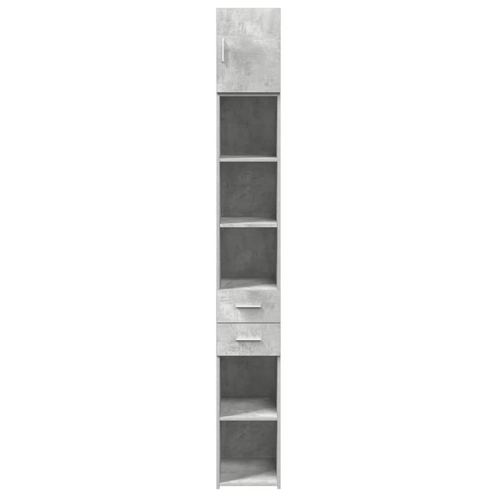 vidaXL Slim Storage Cabinet Concrete Grey 30x42.5x225 cm Engineered Wood