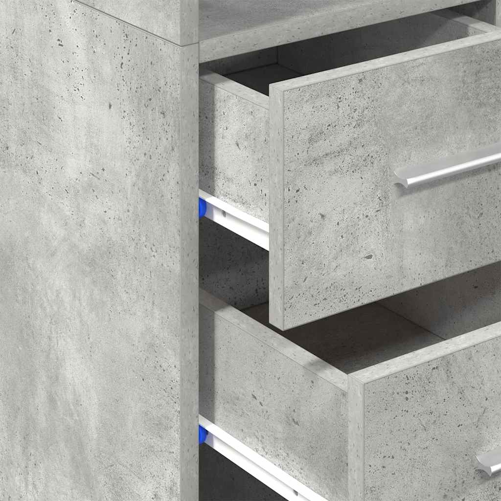 vidaXL Slim Storage Cabinet Concrete Grey 30x42.5x225 cm Engineered Wood