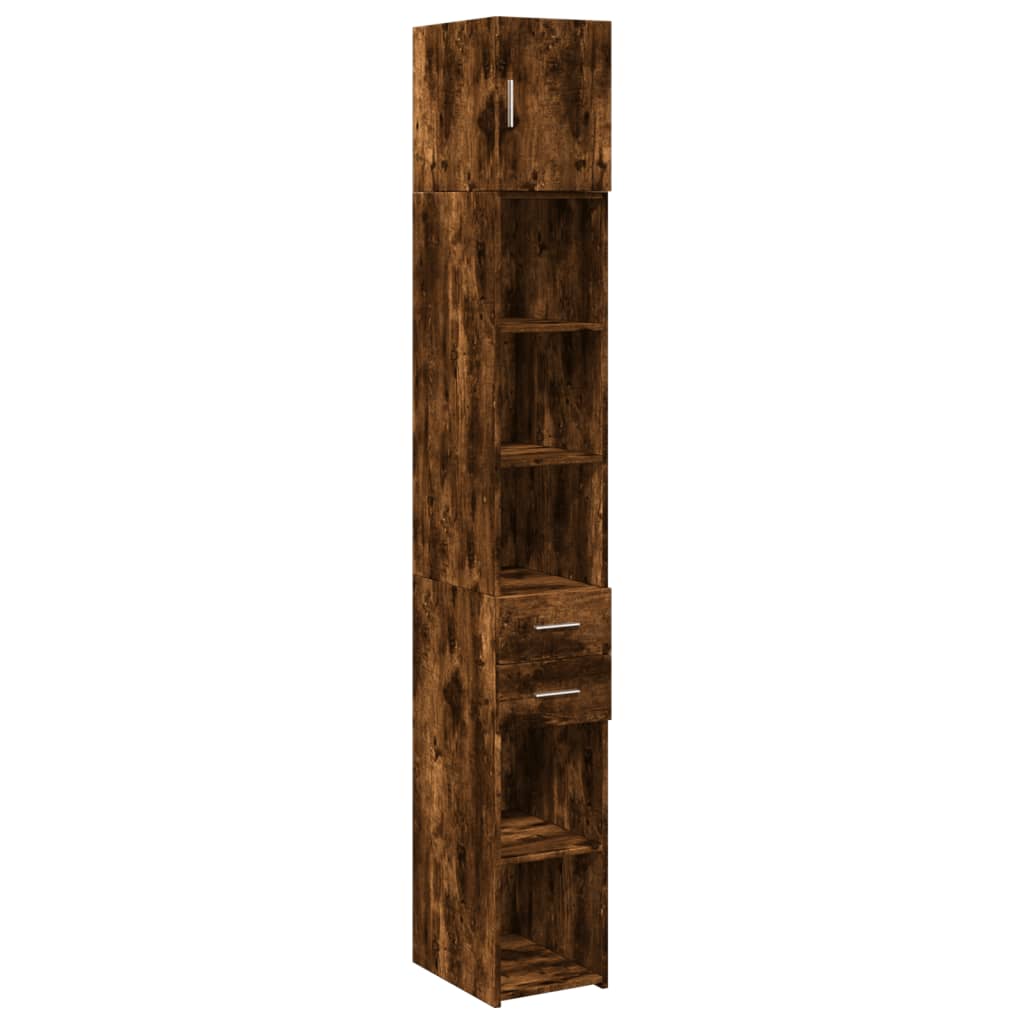 vidaXL Slim Storage Cabinet Smoked Oak 30x42,5x225 cm Engineered Wood