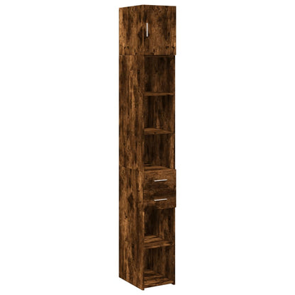 vidaXL Slim Storage Cabinet Smoked Oak 30x42,5x225 cm Engineered Wood
