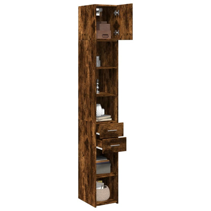 vidaXL Slim Storage Cabinet Smoked Oak 30x42,5x225 cm Engineered Wood